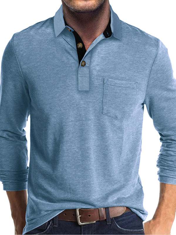 Stylish Men's Long Sleeve Lapel Polo Shirt for All Seasons - MENLL
