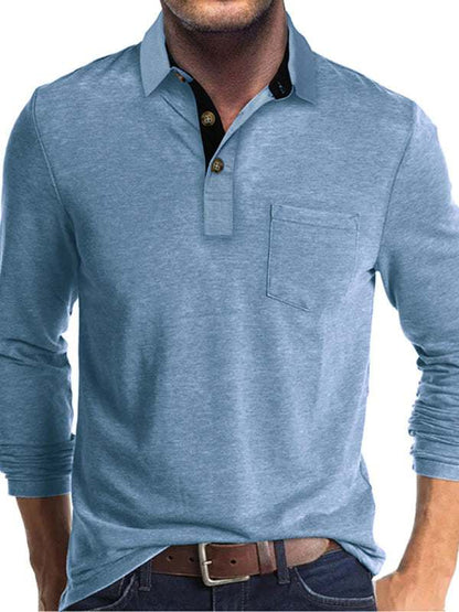 Stylish Men's Long Sleeve Lapel Polo Shirt for All Seasons - MENLL