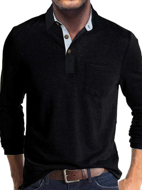 Stylish Men's Long Sleeve Lapel Polo Shirt for All Seasons - MENLL