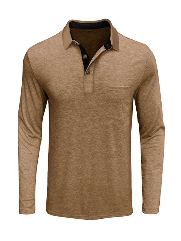 Stylish Men's Long Sleeve Lapel Polo Shirt for All Seasons - MENLL