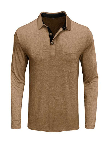 Stylish Men's Long Sleeve Lapel Polo Shirt for All Seasons - MENLL