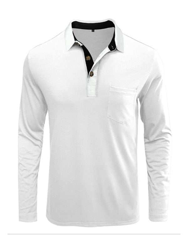 Stylish Men's Long Sleeve Lapel Polo Shirt for All Seasons - MENLL