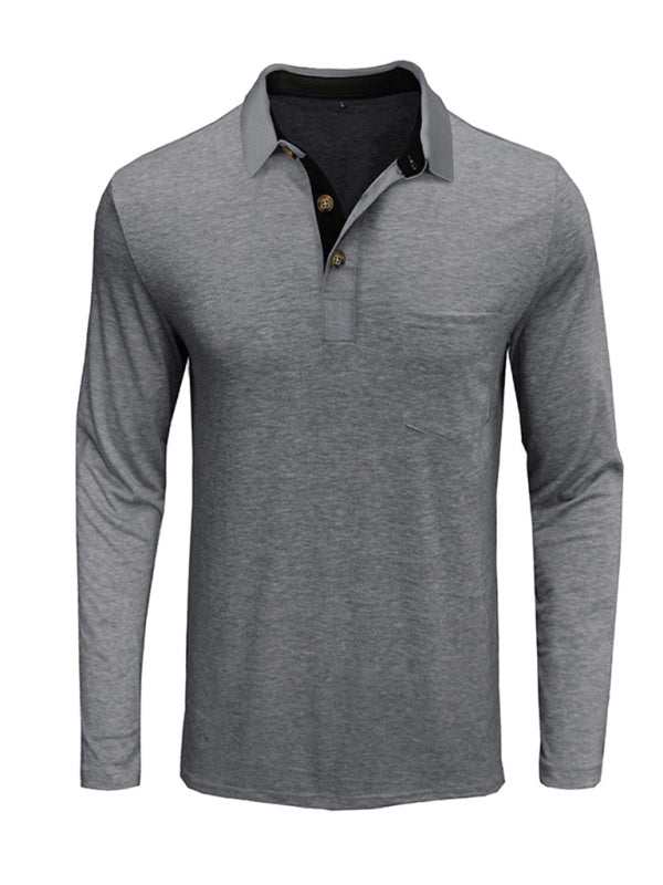 Stylish Men's Long Sleeve Lapel Polo Shirt for All Seasons - MENLL