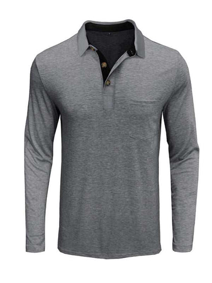 Stylish Men's Long Sleeve Lapel Polo Shirt for All Seasons - MENLL