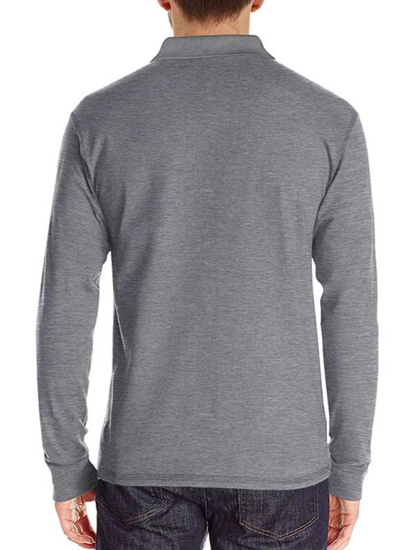Stylish Men's Long Sleeve Lapel Polo Shirt for All Seasons - MENLL