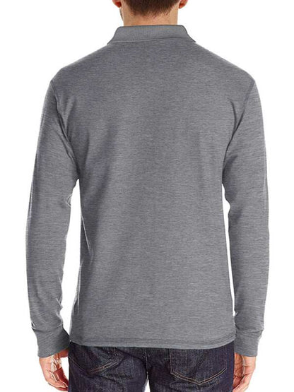 Stylish Men's Long Sleeve Lapel Polo Shirt for All Seasons - MENLL