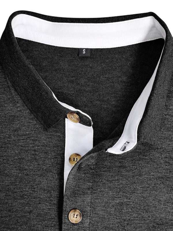 Stylish Men's Long Sleeve Lapel Polo Shirt for All Seasons - MENLL
