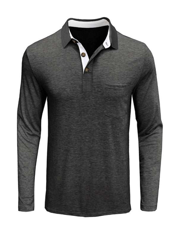 Stylish Men's Long Sleeve Lapel Polo Shirt for All Seasons - MENLL