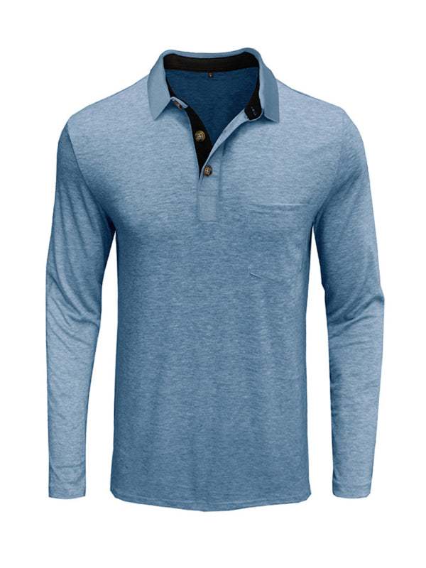 Stylish Men's Long Sleeve Lapel Polo Shirt for All Seasons - MENLL