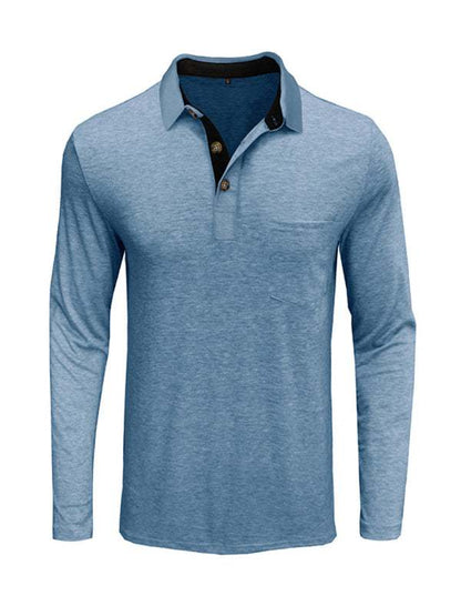 Stylish Men's Long Sleeve Lapel Polo Shirt for All Seasons - MENLL