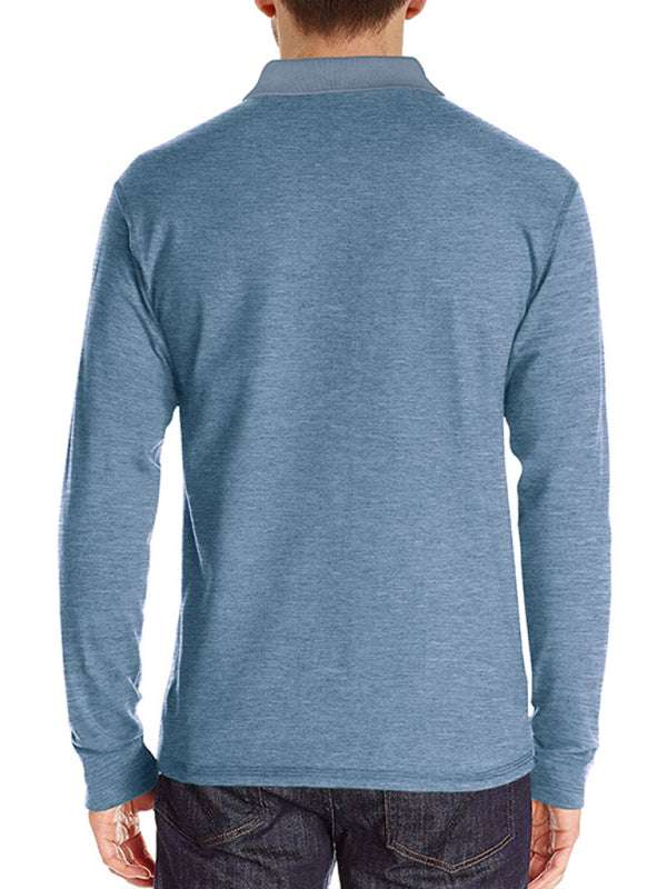 Stylish Men's Long Sleeve Lapel Polo Shirt for All Seasons - MENLL