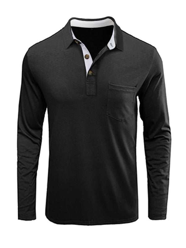 Stylish Men's Long Sleeve Lapel Polo Shirt for All Seasons - MENLL
