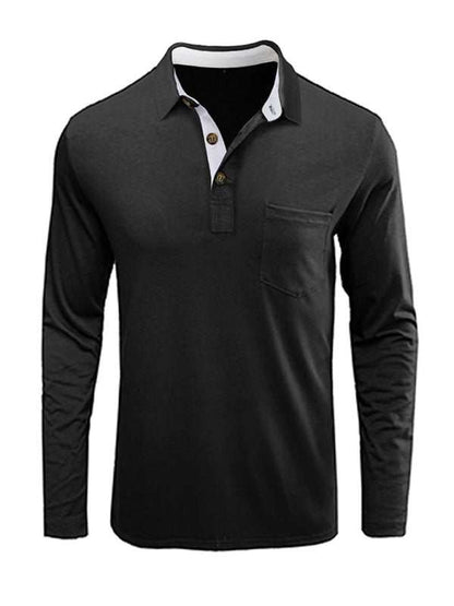 Stylish Men's Long Sleeve Lapel Polo Shirt for All Seasons - MENLL