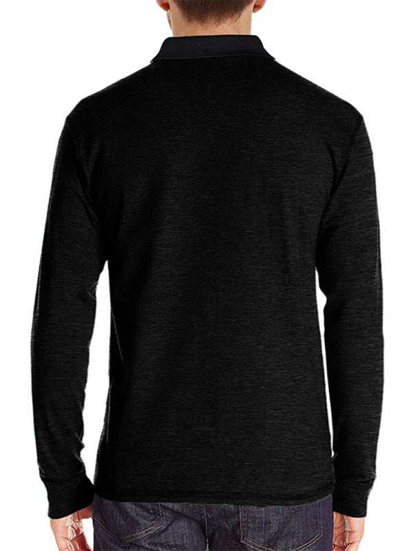 Stylish Men's Long Sleeve Lapel Polo Shirt for All Seasons - MENLL