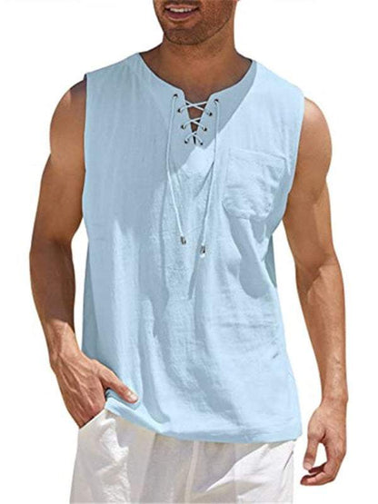 Stylish Men's Stand Collar Woven Pullover Vest for Effortless Casual Elegance