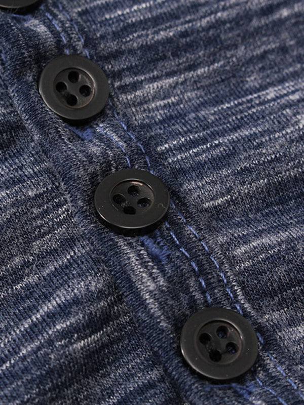 Stylish Slim Fit Henley Collar Men's T-Shirt - Perfect for Spring and Summer Casual Wear - MENLL