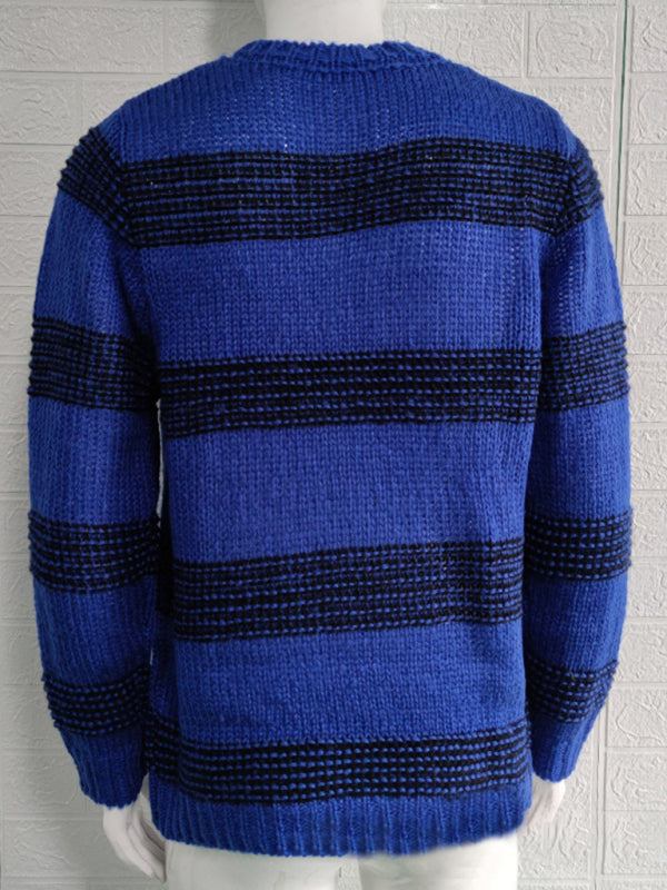 Stylish Striped Men's Round Neck Knitted Sweater – Perfect for Spring & Summer Leisure - MENLL