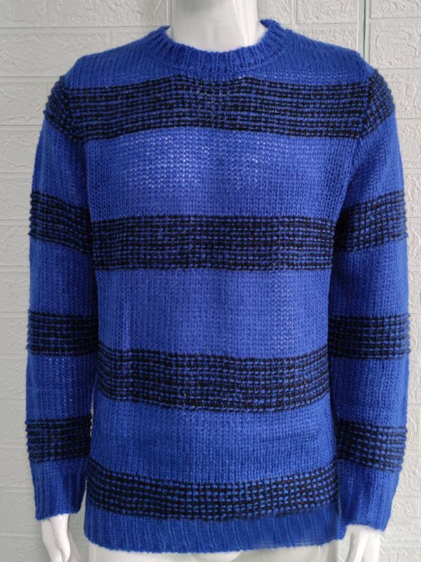 Stylish Striped Men's Round Neck Knitted Sweater – Perfect for Spring & Summer Leisure - MENLL