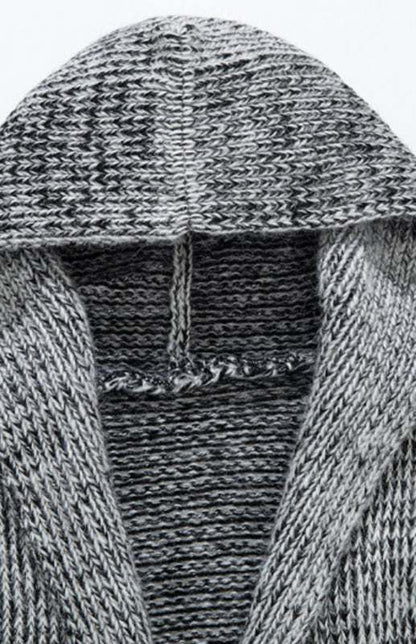 Stylish Men's Hooded Knit Cardigan with Horn Buckle - Perfect for Autumn-Winter Fashion - MENLL