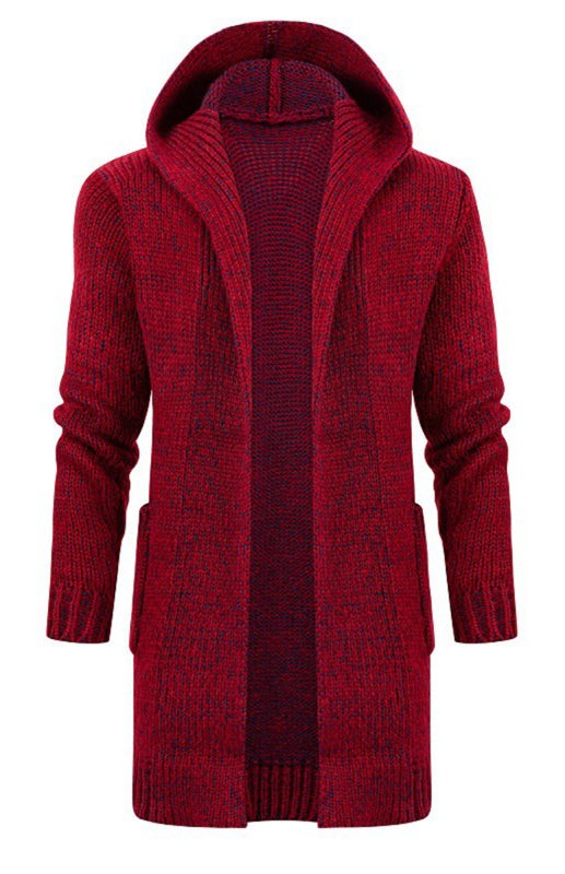Stylish Men's Hooded Knit Cardigan with Horn Buckle - Perfect for Autumn-Winter Fashion - MENLL