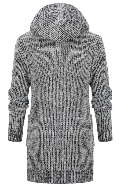 Stylish Men's Hooded Knit Cardigan with Horn Buckle - Perfect for Autumn-Winter Fashion - MENLL