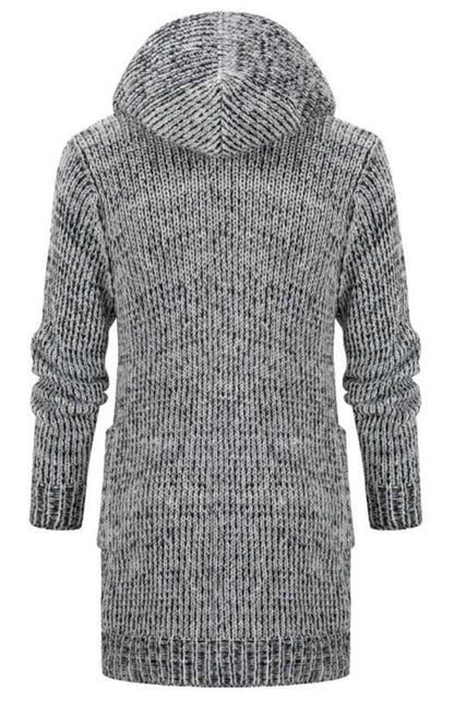 Stylish Men's Hooded Knit Cardigan with Horn Buckle - Perfect for Autumn-Winter Fashion - MENLL