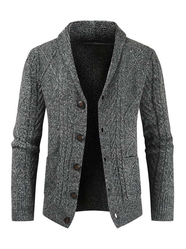 Sophisticated Acrylic Knit Cardigan for Men - Versatile Open Front Design for Business & Casual Wear - MENLL