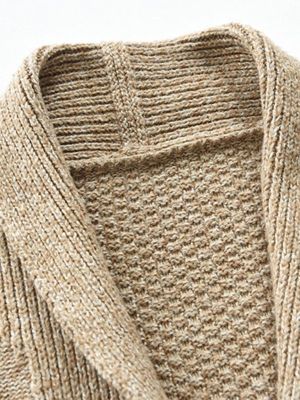 Sophisticated Acrylic Knit Cardigan for Men - Versatile Open Front Design for Business & Casual Wear - MENLL