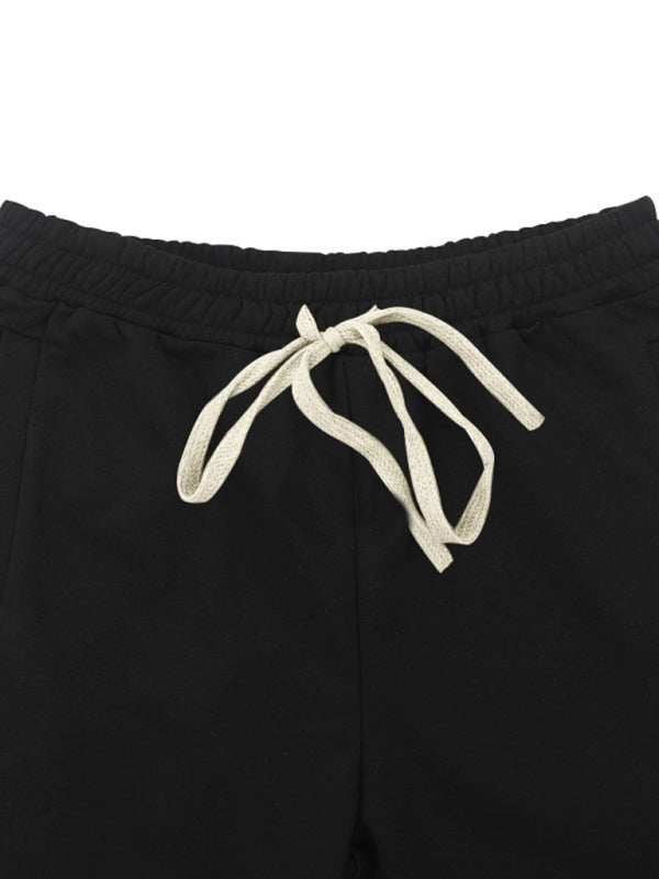 Trendy Men's Hip-Hop Casual Wide-Leg Trousers with Multi-Line Design and Button Detail - MENLL
