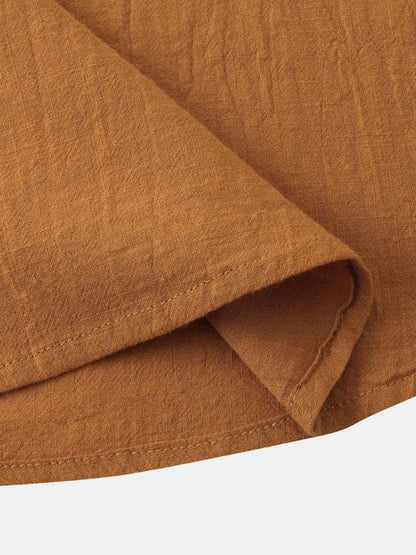 Stylish Men's Cotton-Linen Stand Collar Short Sleeve Beach Shirt for Effortless Summer Vibes - MENLL