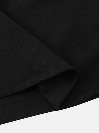 Stylish Men's Cotton-Linen Stand Collar Short Sleeve Beach Shirt for Effortless Summer Vibes - MENLL