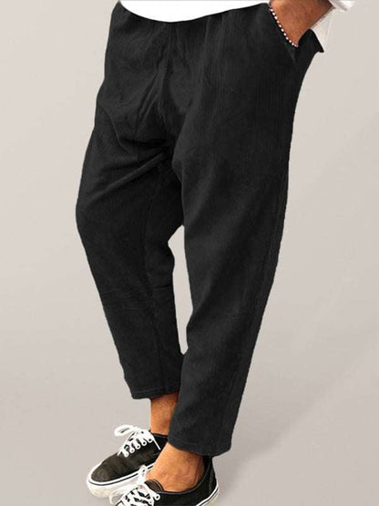 Stylish Men's Cropped Corduroy Pants - Effortless Comfort & Versatile Casual Chic - MENLL