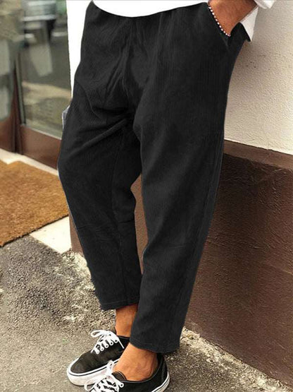 Stylish Men's Cropped Corduroy Pants - Effortless Comfort & Versatile Casual Chic - MENLL
