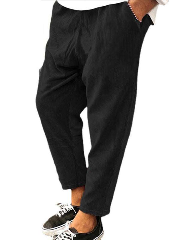 Stylish Men's Cropped Corduroy Pants - Effortless Comfort & Versatile Casual Chic - MENLL