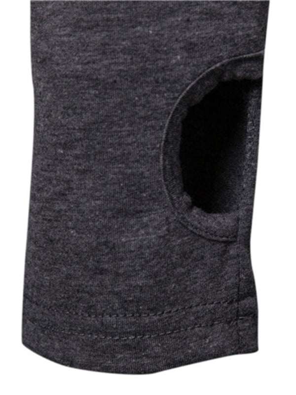 Skull Print Hooded Pullover T-Shirt for Men - Stylish Long-Sleeved Cycling Top with Elastic Mask for All-Season Fitness - MENLL