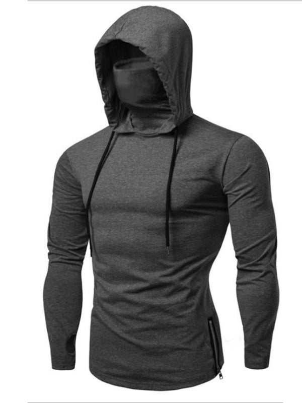 Versatile Men's Hooded Cycling Sweatshirt with Elastic Mask - Perfect for Fitness and Leisure - MENLL