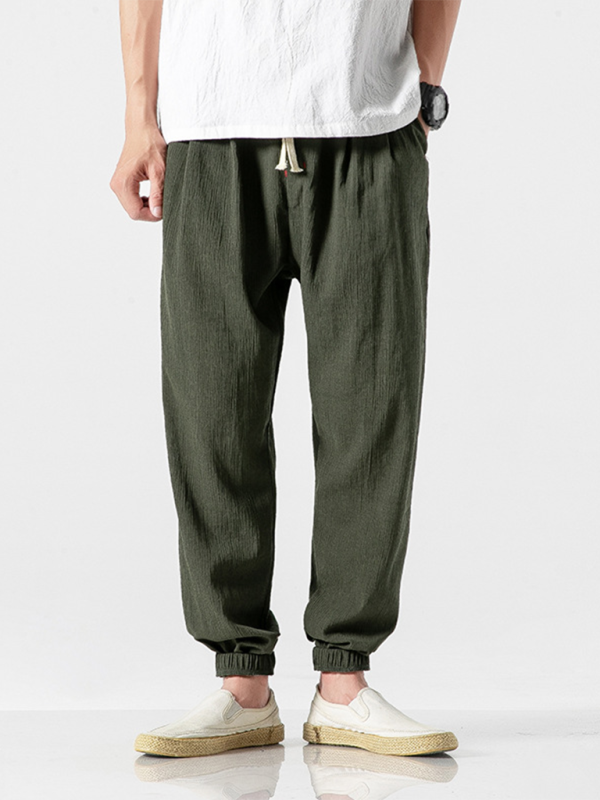 Stylish Men's Drawstring Linen Blend Harem Pants for Ultimate Comfort - MENLL