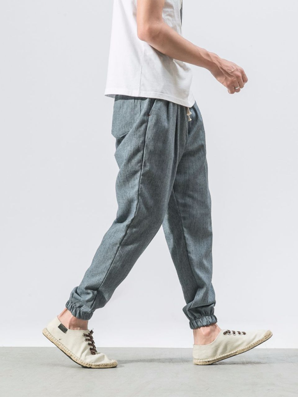 Stylish Men's Drawstring Linen Blend Harem Pants for Ultimate Comfort - MENLL