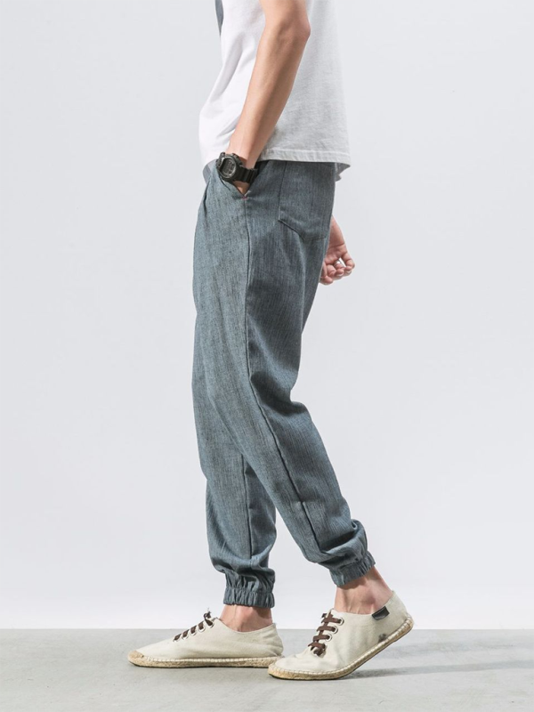 Stylish Men's Drawstring Linen Blend Harem Pants for Ultimate Comfort - MENLL