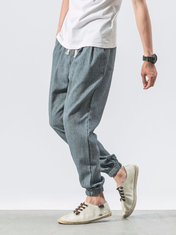 Stylish Men's Drawstring Linen Blend Harem Pants for Ultimate Comfort - MENLL
