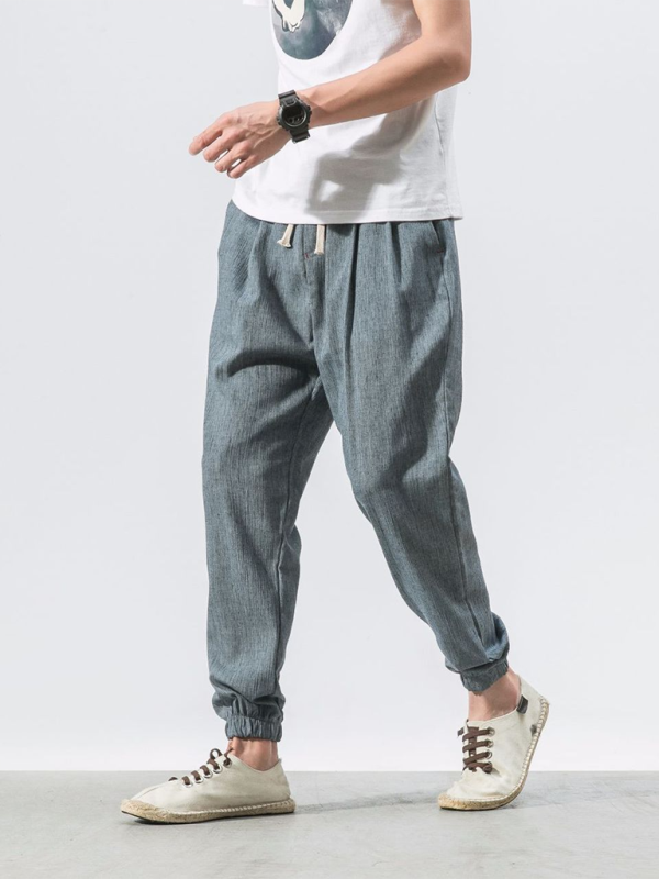 Stylish Men's Drawstring Linen Blend Harem Pants for Ultimate Comfort - MENLL