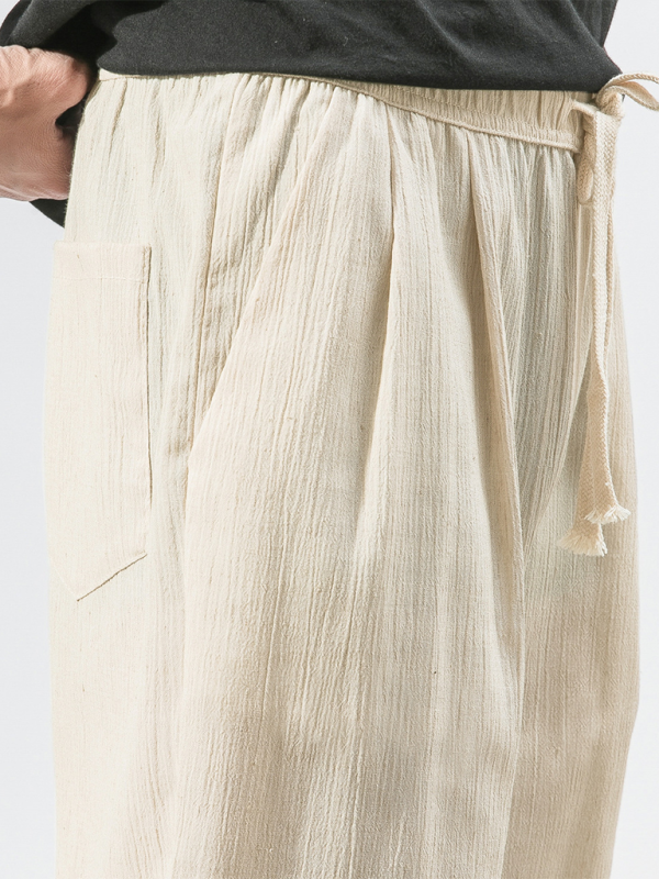 Stylish Men's Drawstring Linen Blend Harem Pants for Ultimate Comfort - MENLL