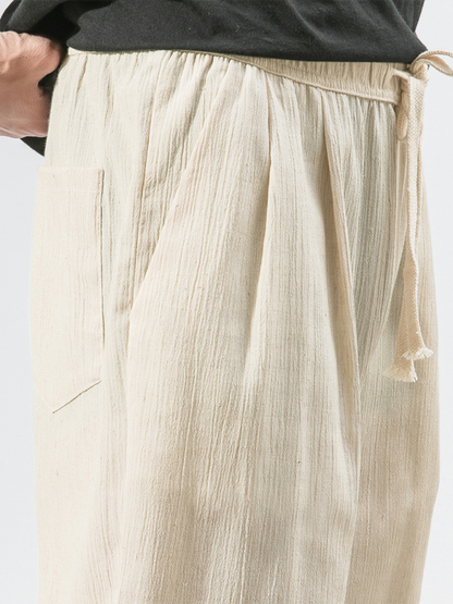 Stylish Men's Drawstring Linen Blend Harem Pants for Ultimate Comfort - MENLL