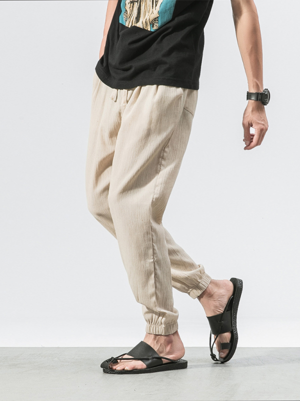 Stylish Men's Drawstring Linen Blend Harem Pants for Ultimate Comfort - MENLL