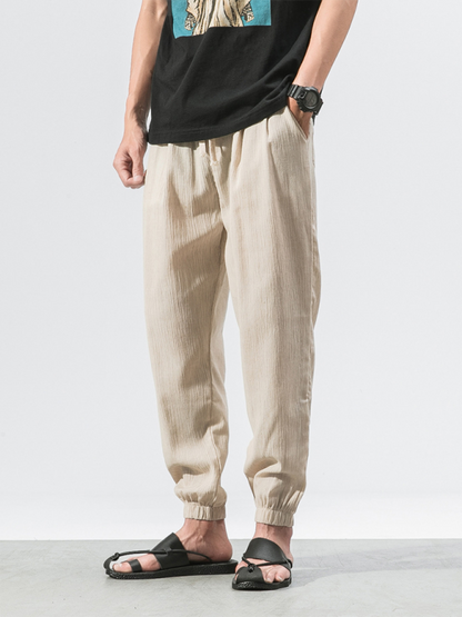 Stylish Men's Drawstring Linen Blend Harem Pants for Ultimate Comfort - MENLL