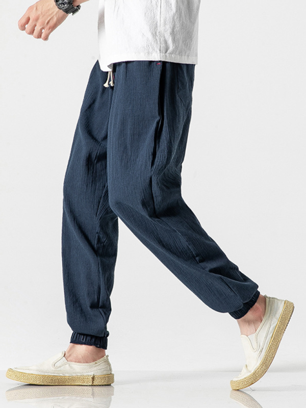 Stylish Men's Drawstring Linen Blend Harem Pants for Ultimate Comfort - MENLL