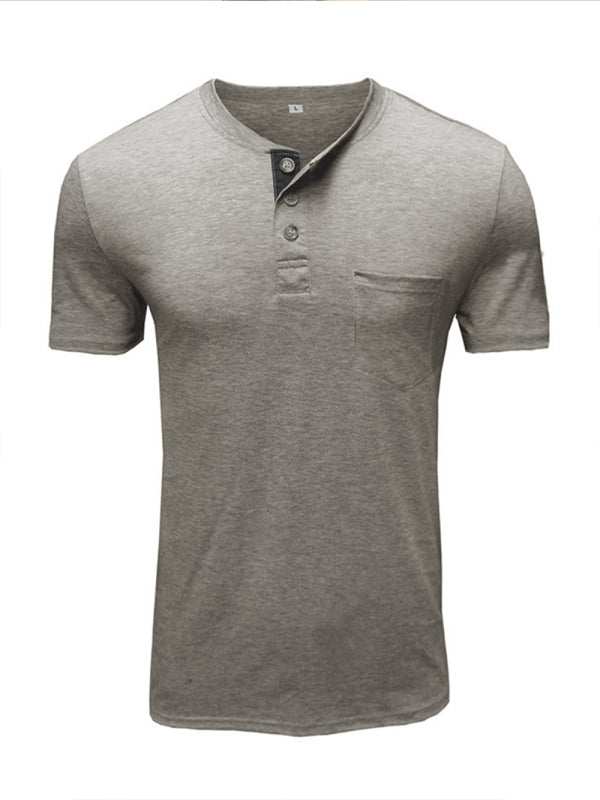 Versatile Men's Cotton V-Neck Henley T-Shirt for Ultimate Comfort - MENLL