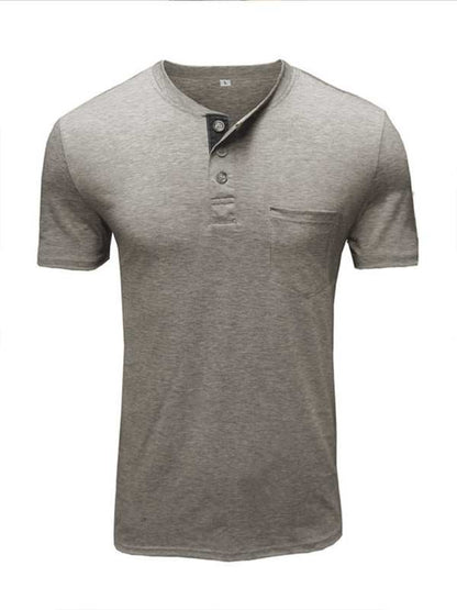 Versatile Men's Cotton V-Neck Henley T-Shirt for Ultimate Comfort - MENLL