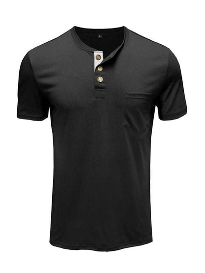Versatile Men's Cotton V-Neck Henley T-Shirt for Ultimate Comfort - MENLL