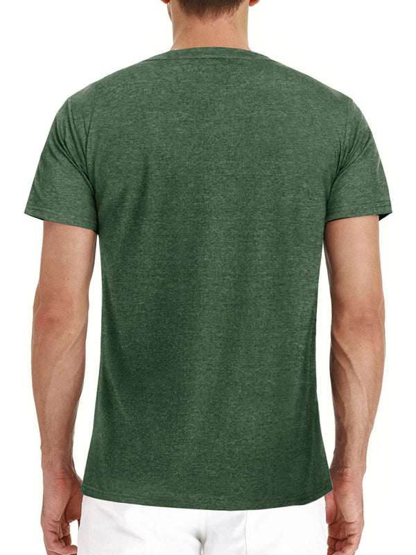 Versatile Men's Cotton V-Neck Henley T-Shirt for Ultimate Comfort - MENLL
